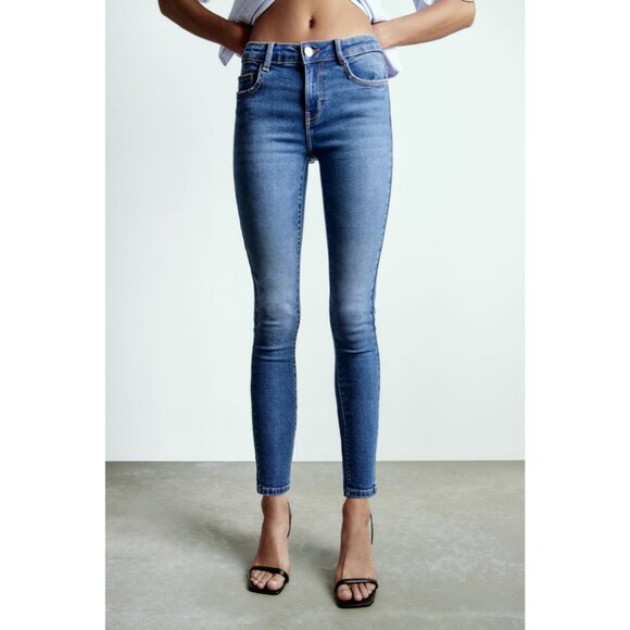 Zara Z1975 Indigo Blue Mid-Rise Skinny Jeans - Picture 9 of 9